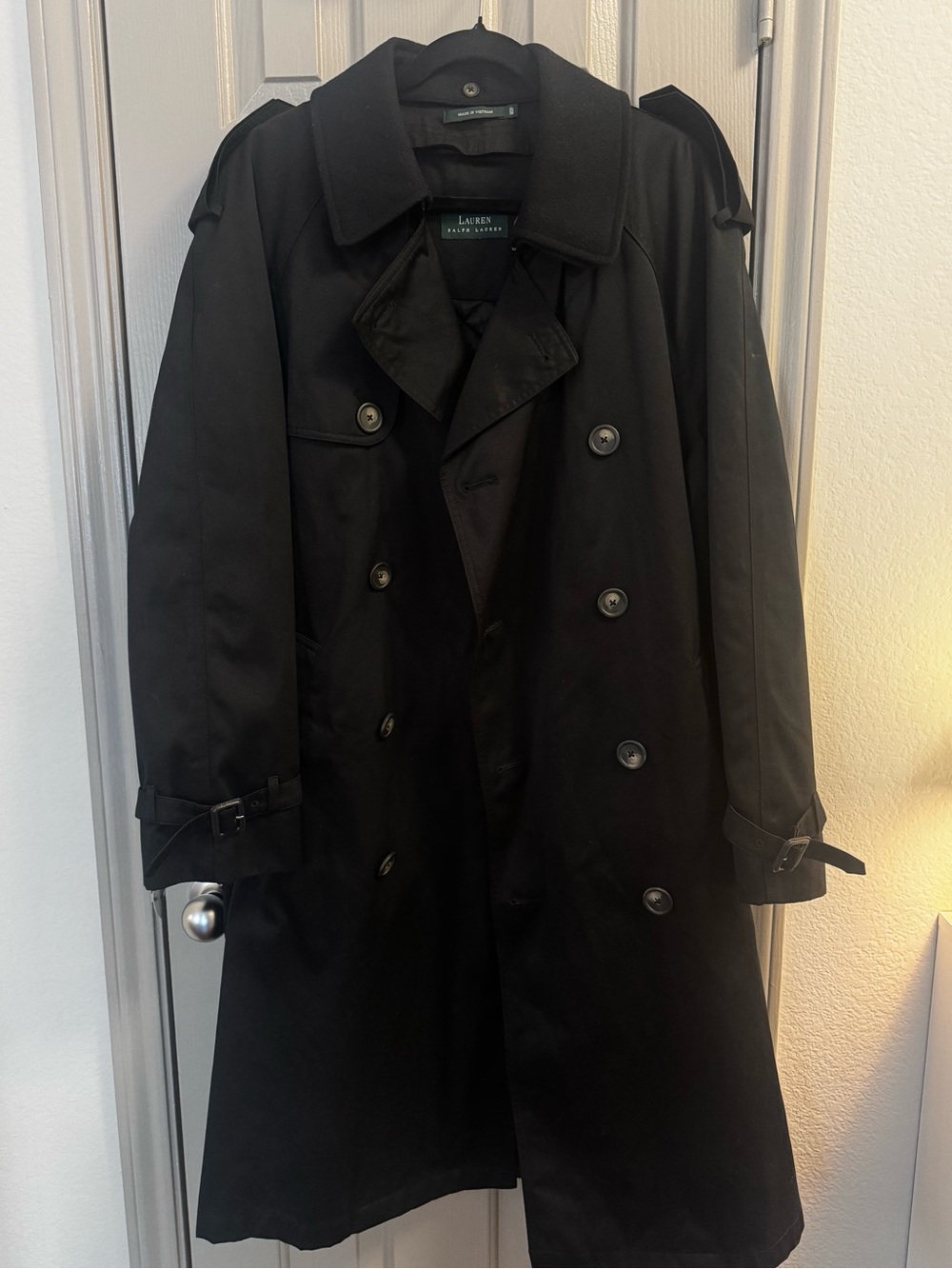 Lauren Ralph Lauren Black Double Breasted Trench Coat 40R